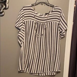 Torrid striped blouse with flutter sleeves